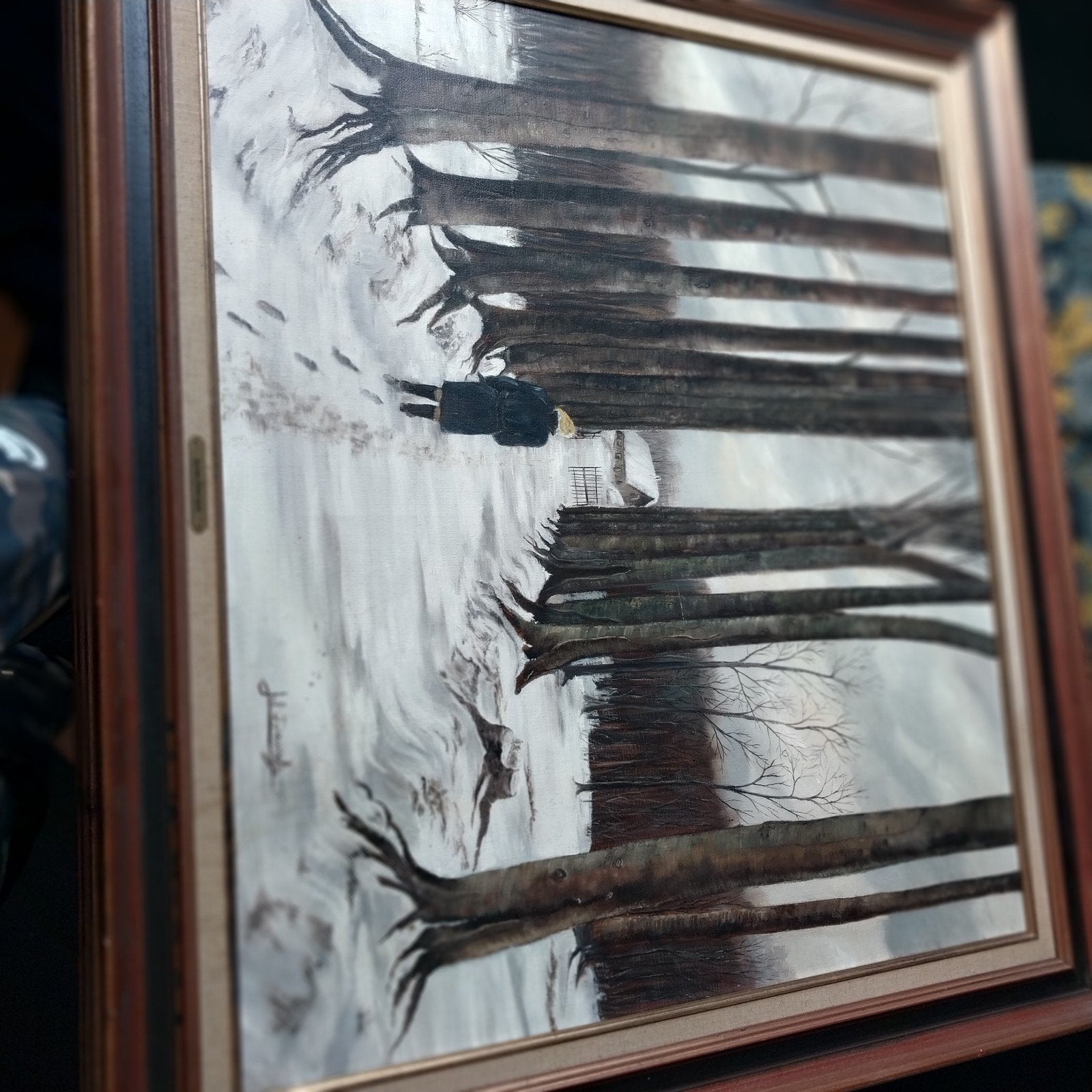 Te Koop: Sfeervol Olieverfschilderij - Winterlandschap, Antiek en Kunst, Ophalen, Doek, Gesigneerd, Olieverf