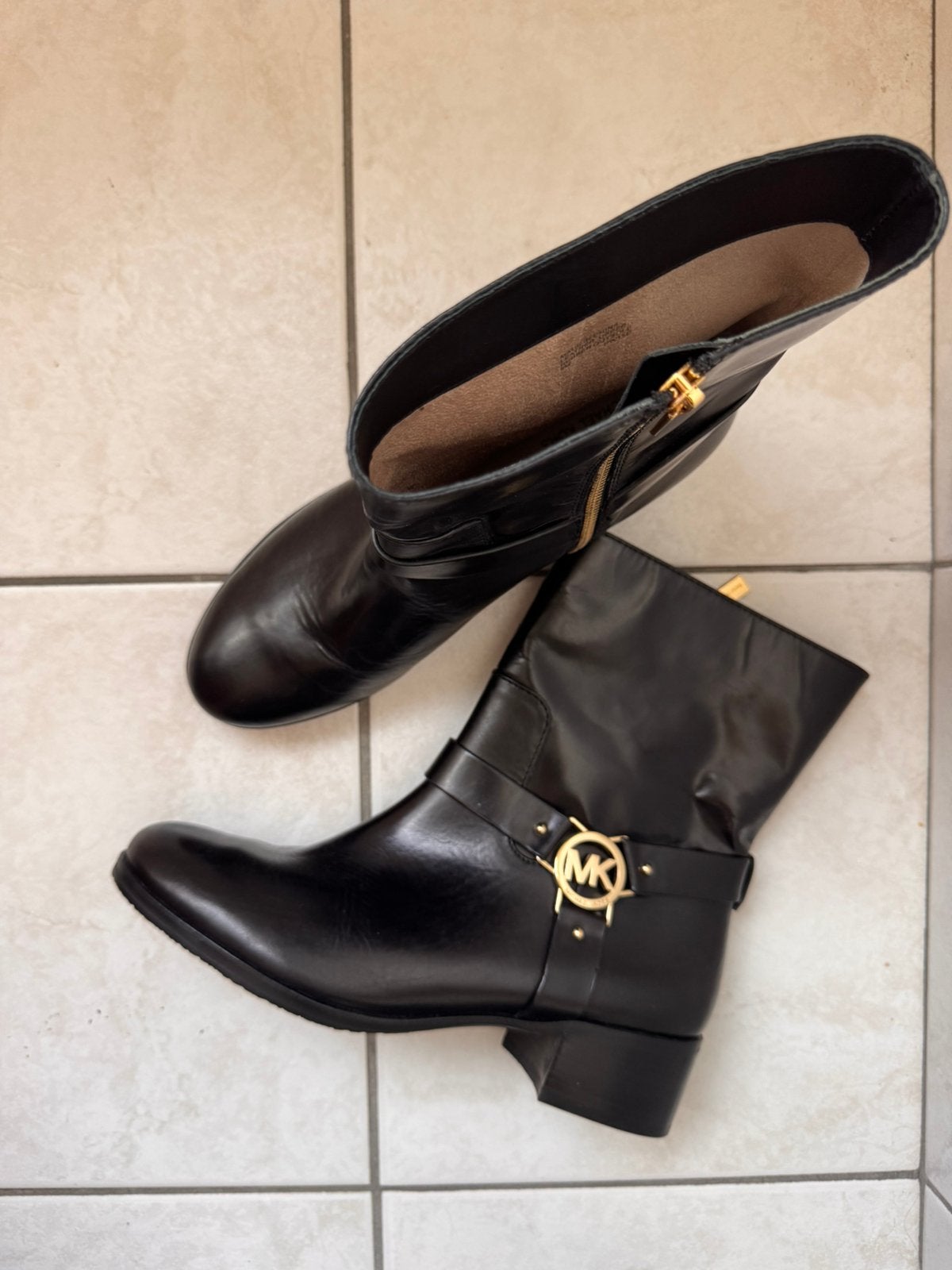 Michael Kors laarzen zwart leer – Maat 39 (US 9M), Kleding | Dames, Hoge laarzen, Verzenden, Zwart, Nieuw