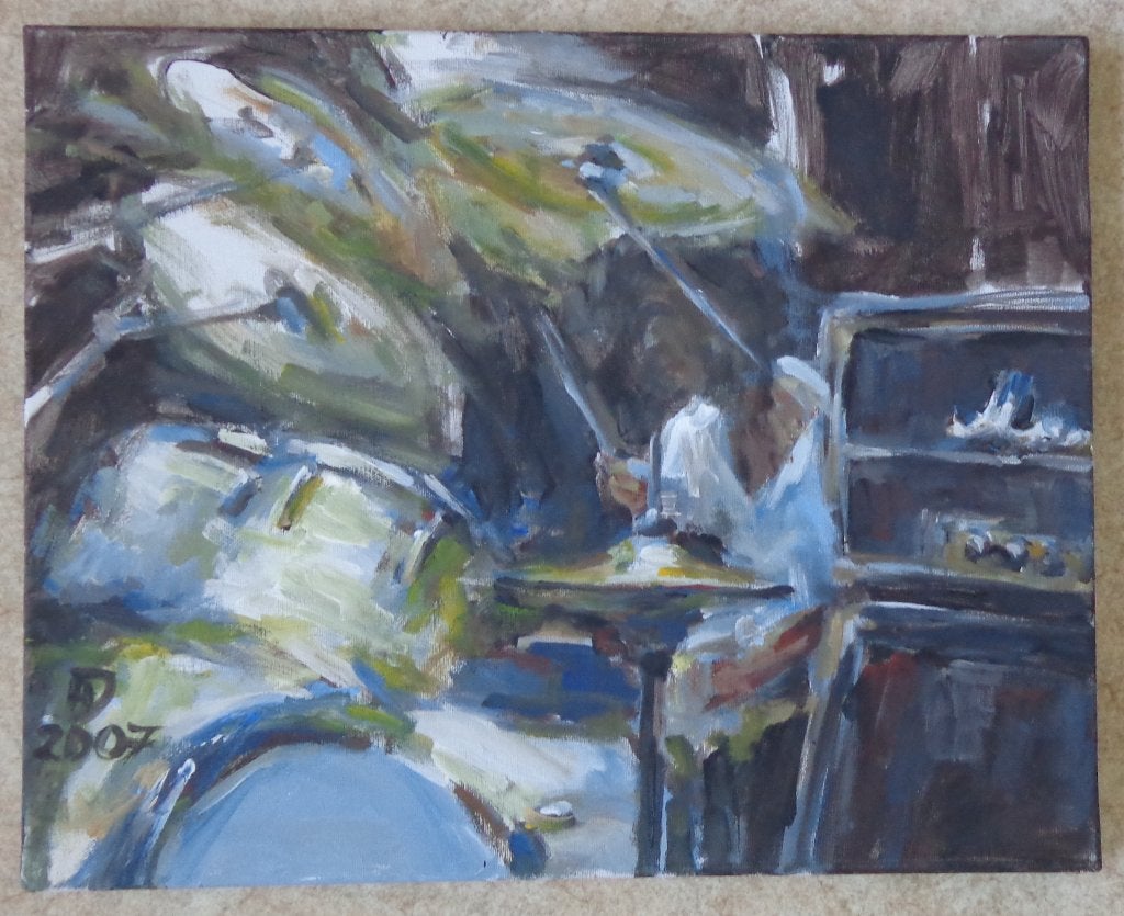 HORST DENZINGER / 4 STUKS / MUZIEK OLIEVERF 40x50cm CHASSIS, Ophalen of Verzenden, Gesigneerd, Olieverf, Muziek