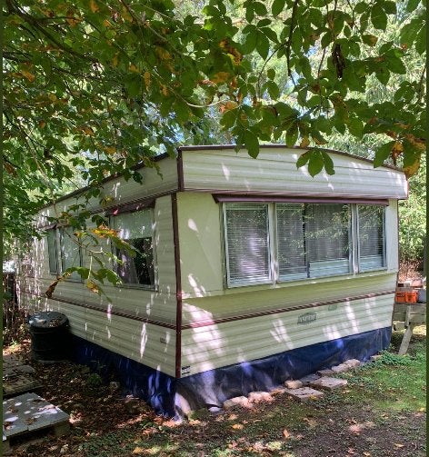 Stacaravan 8 x 3,60 m – 2 slaapkamers + wintervaste voortent, Caravans en Kamperen, Stacaravans, Tot en met 4