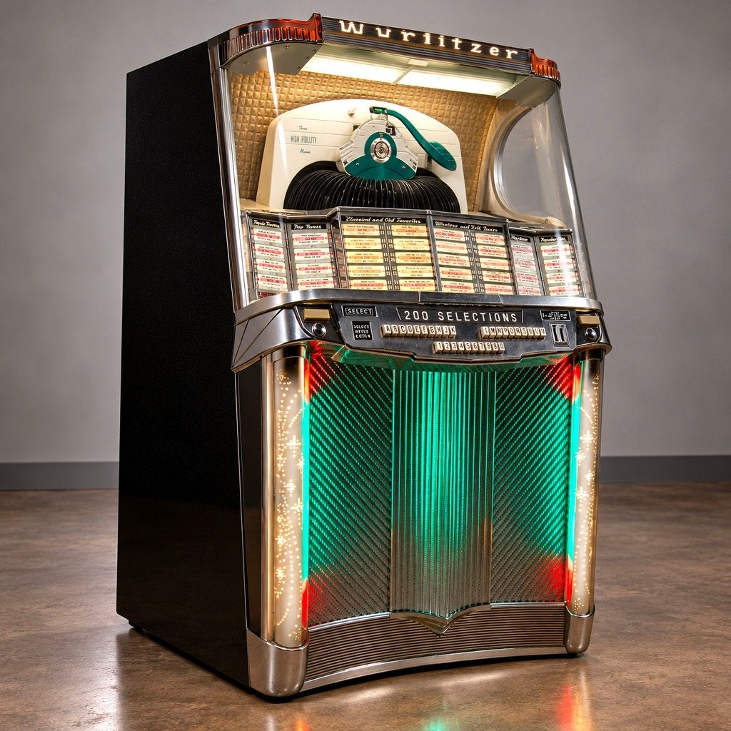 Wurlitzer Model 2000 Jukebox Gloss Black – Veiling 21 Nov, Verzamelen, Ophalen, Wurlitzer