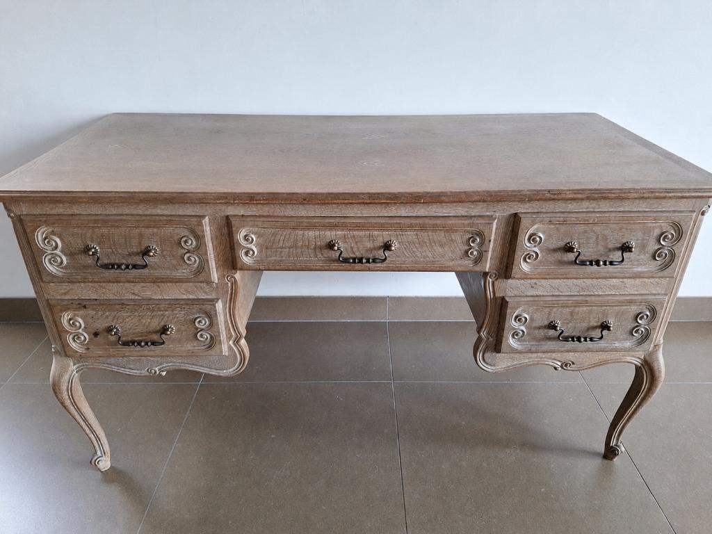 Prachtig massief eiken bureau in Franse / Louis XV-stijl, Ophalen