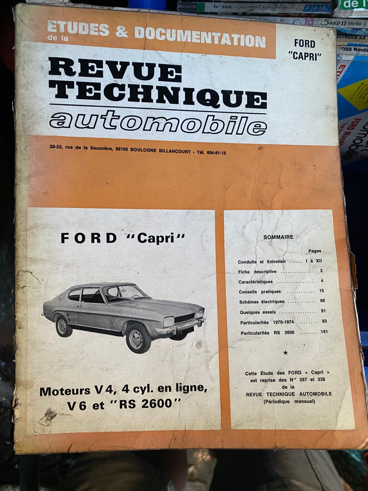 Manuel technique Ford capri, Auto diversen, Ophalen of Verzenden