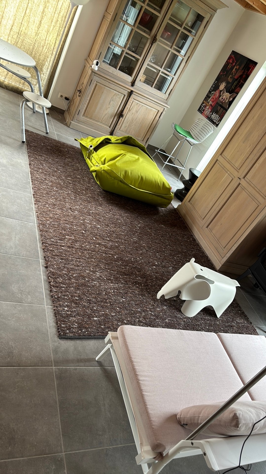 Tapis en laine chiné brun, 200 cm ou plus, 150 à 200 cm, Enlèvement, Utilisé