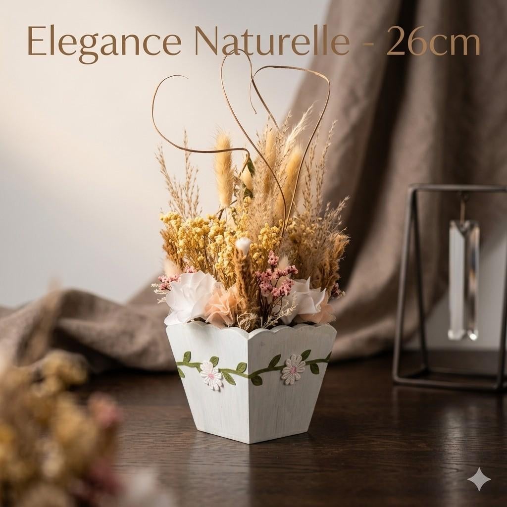 Pot Déco Fait Main Fleurs Séchées Artificielles Shabby Chic, Enlèvement ou Envoi