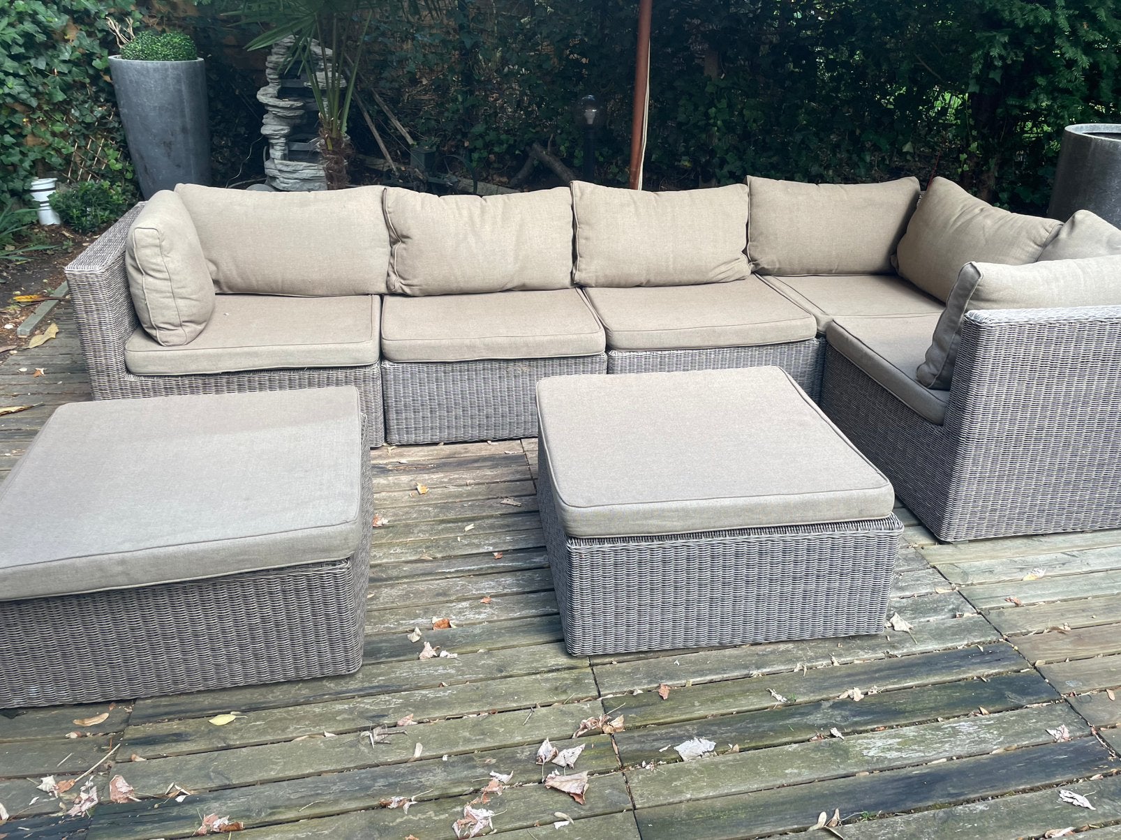 Salon fauteuil pour jardin, très confortable, couleur beige, Maison & Meubles, Enlèvement ou Envoi, Utilisé