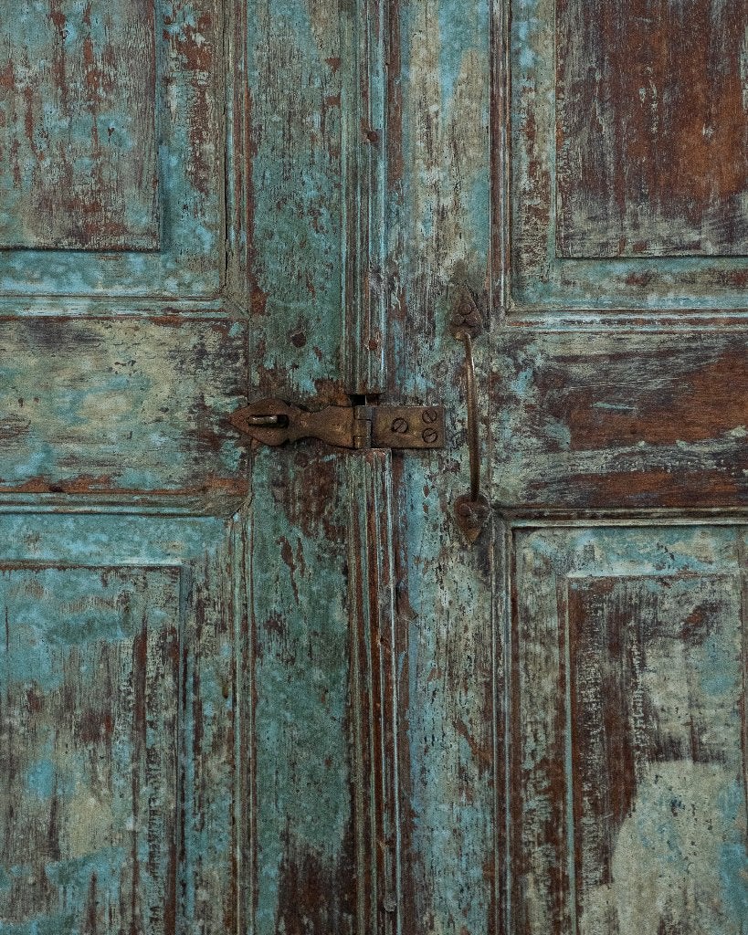 Armoire asiatique bleu-vert, pièce décorative unique, Maison & Meubles, Aziatisch, Enlèvement, Utilisé, Autres essences de bois