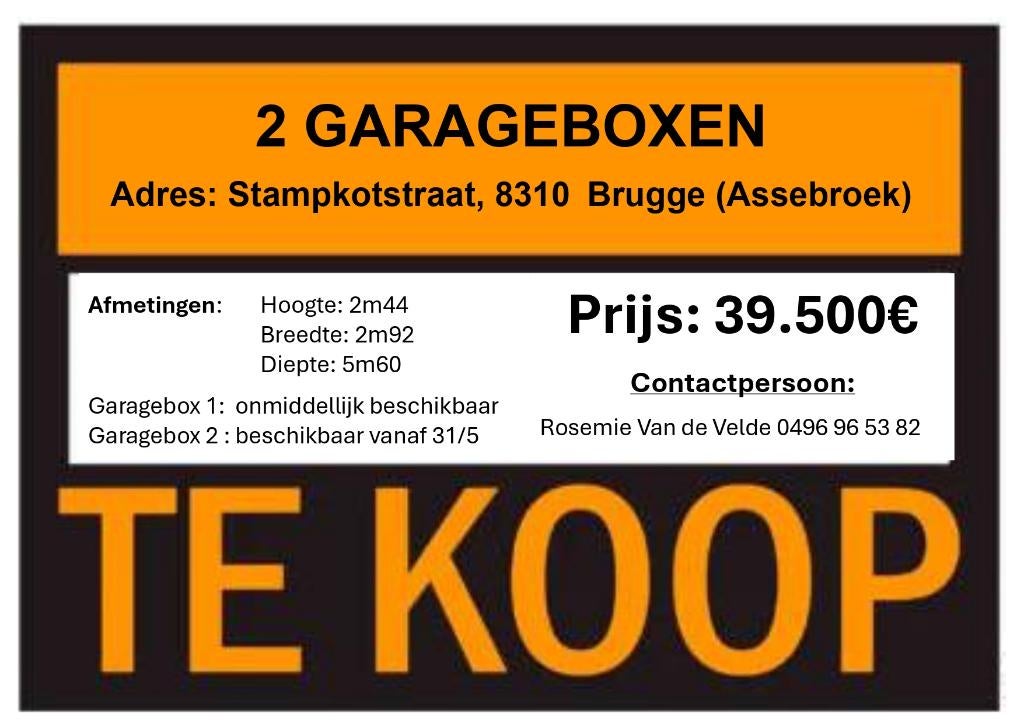 Garageboxen, Immo, Huizen en Appartementen te koop, Brugge, Overige soorten, Verkoop zonder makelaar