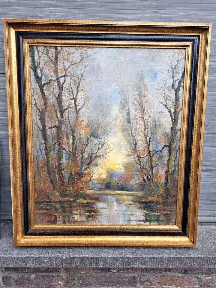 huile sur toile signe jean jacques foulon, Antiek en Kunst, Ophalen of Verzenden, Doek