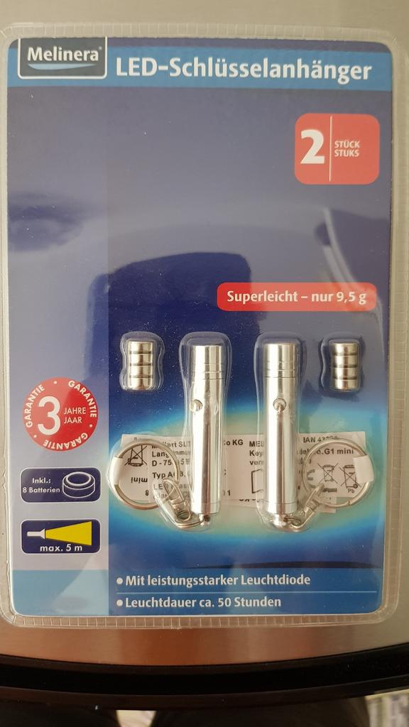 2 Led lampe-key older, stainless steel, New, Verzenden, Nieuw