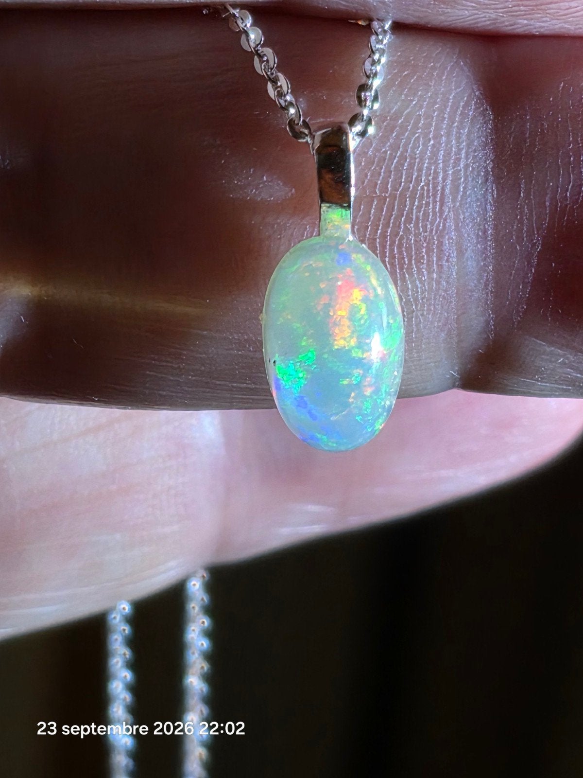 Pendentif en argent massif 925 avec opale naturelle d'Éthiop, Neuf, Enlèvement, Avec pierre précieuse, Argent
