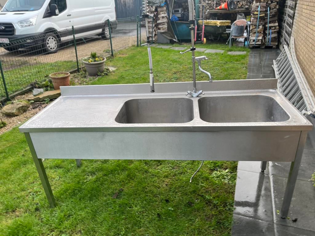 Inox spoelbak dubbel, Ophalen