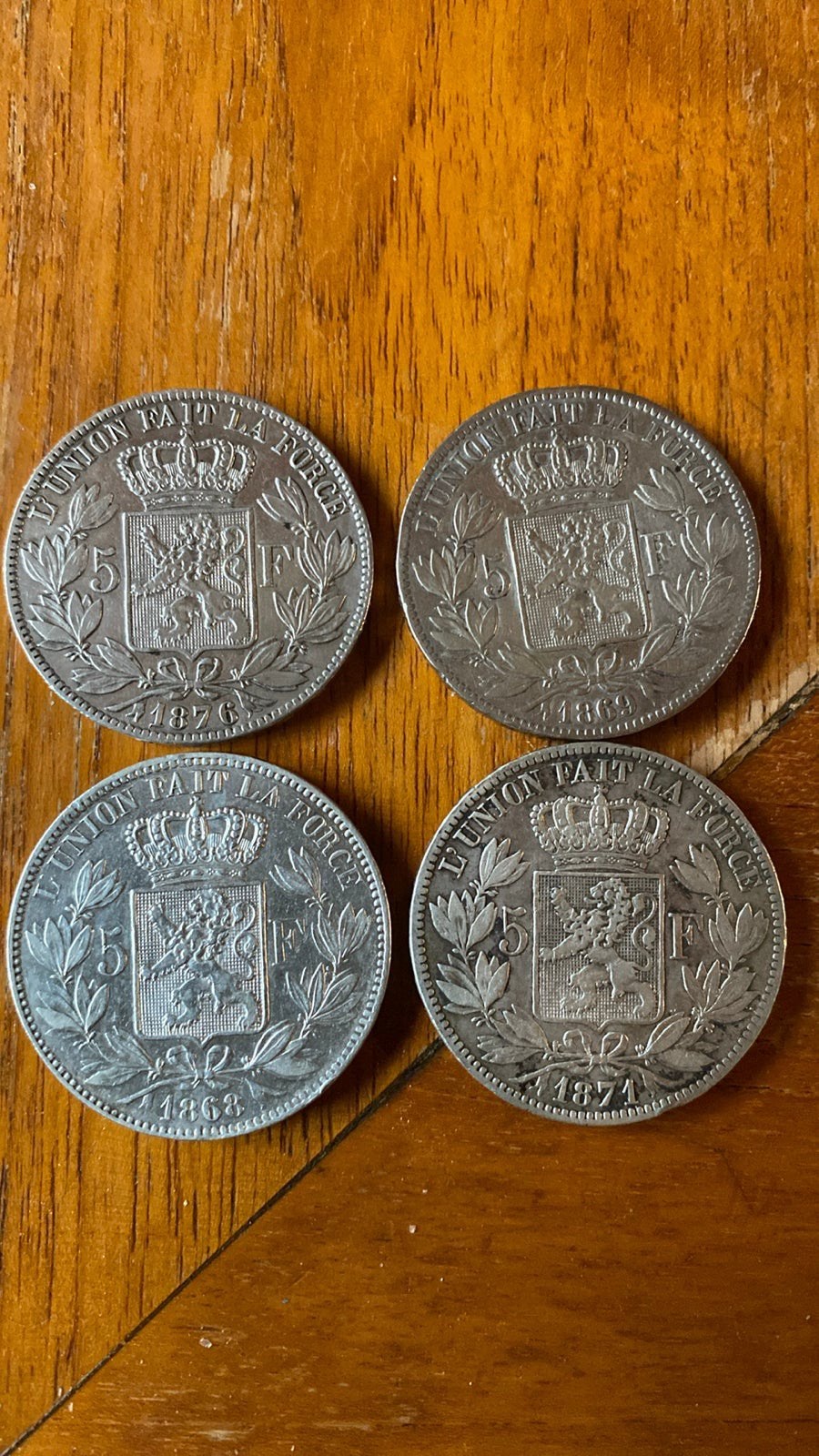 4 x 5 frank Leopold 2 zilver, Ophalen of Verzenden, Zilver, Zilver