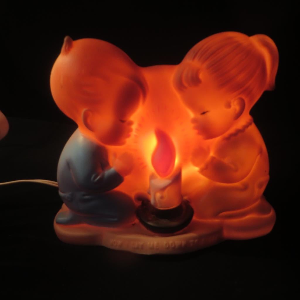 Vintage religieuze nachtlamp –biddende kindjes -1950, Ophalen of Verzenden, Huis en Inrichting