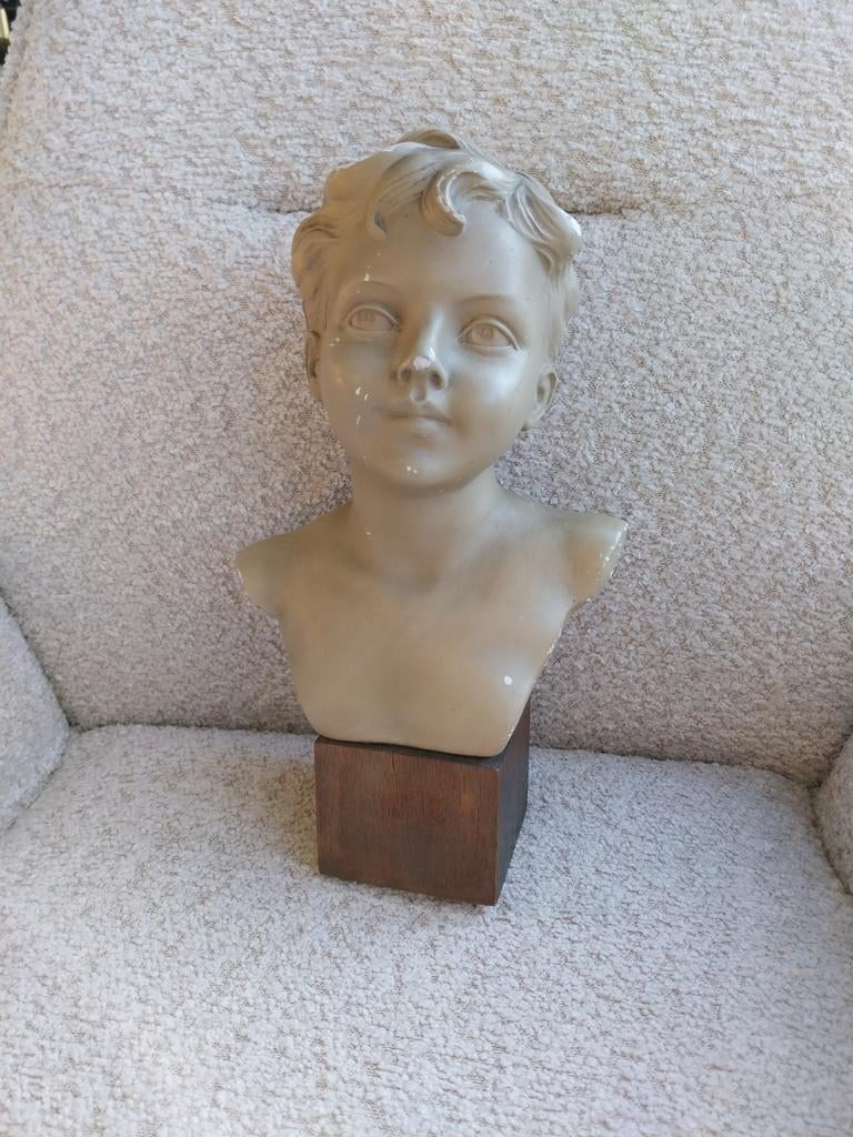Art deco gipsen kindje hoofd, Enlèvement ou Envoi