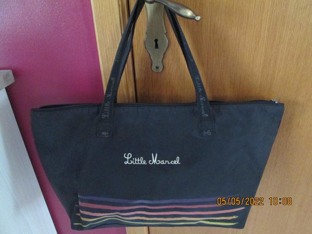 Sac « Little Marcel » en tissu doublé noir avec rayures, Handtassen en Accessoires, Tassen | Damestassen, Ophalen, Nieuw, Zwart