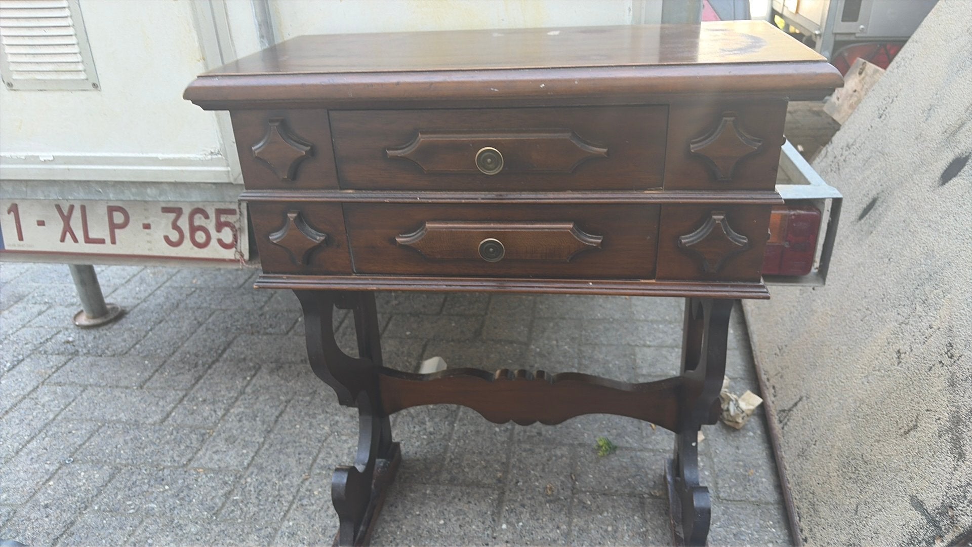 Vintage houten ladekastje / bijzetkastje, Ophalen, Gebruikt, 50 tot 100 cm, Minder dan 25 cm