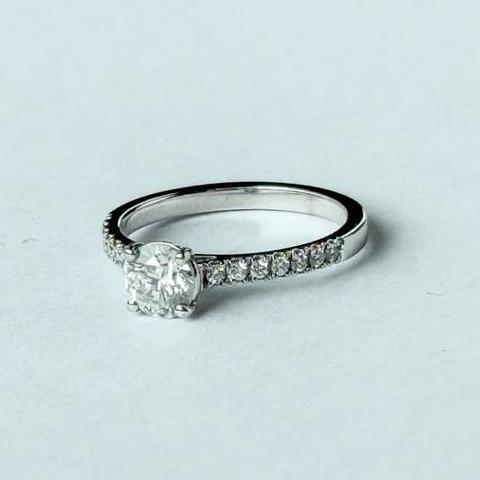 Bague fiançailles Or blanc 18k Diamant nat .50ct Cert GIA, Neuf, Or, Enlèvement, Argent