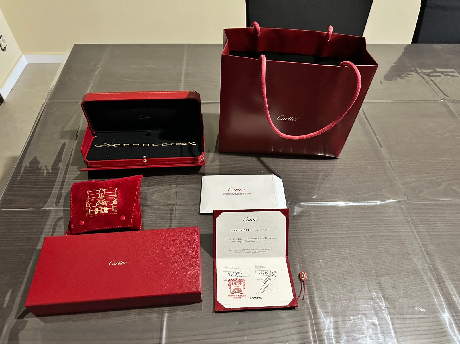 SANTOS DE CARTIER-ARMBAND, KETTING, MEDIUM MODEL, Handtassen en Accessoires, Armbanden, Ophalen, Zo goed als nieuw, Goud, Goud