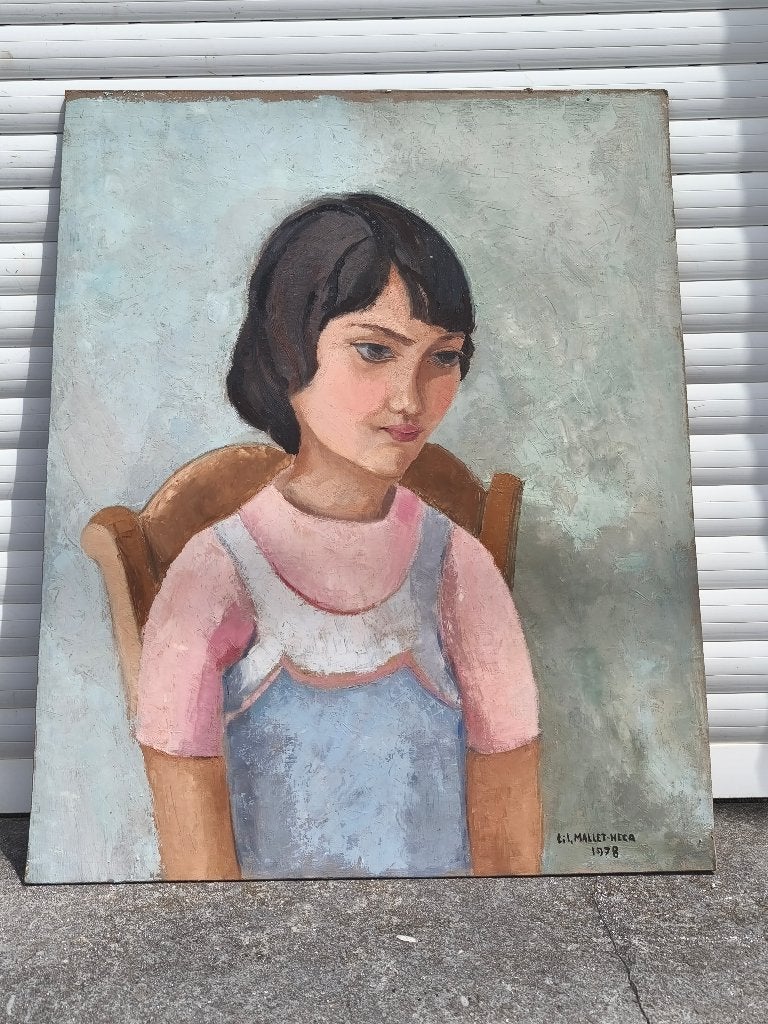 Huile sur panneau signe Lili Mallet hecq, Antiek en Kunst, Kunst | Schilderijen | Klassiek, Ophalen of Verzenden