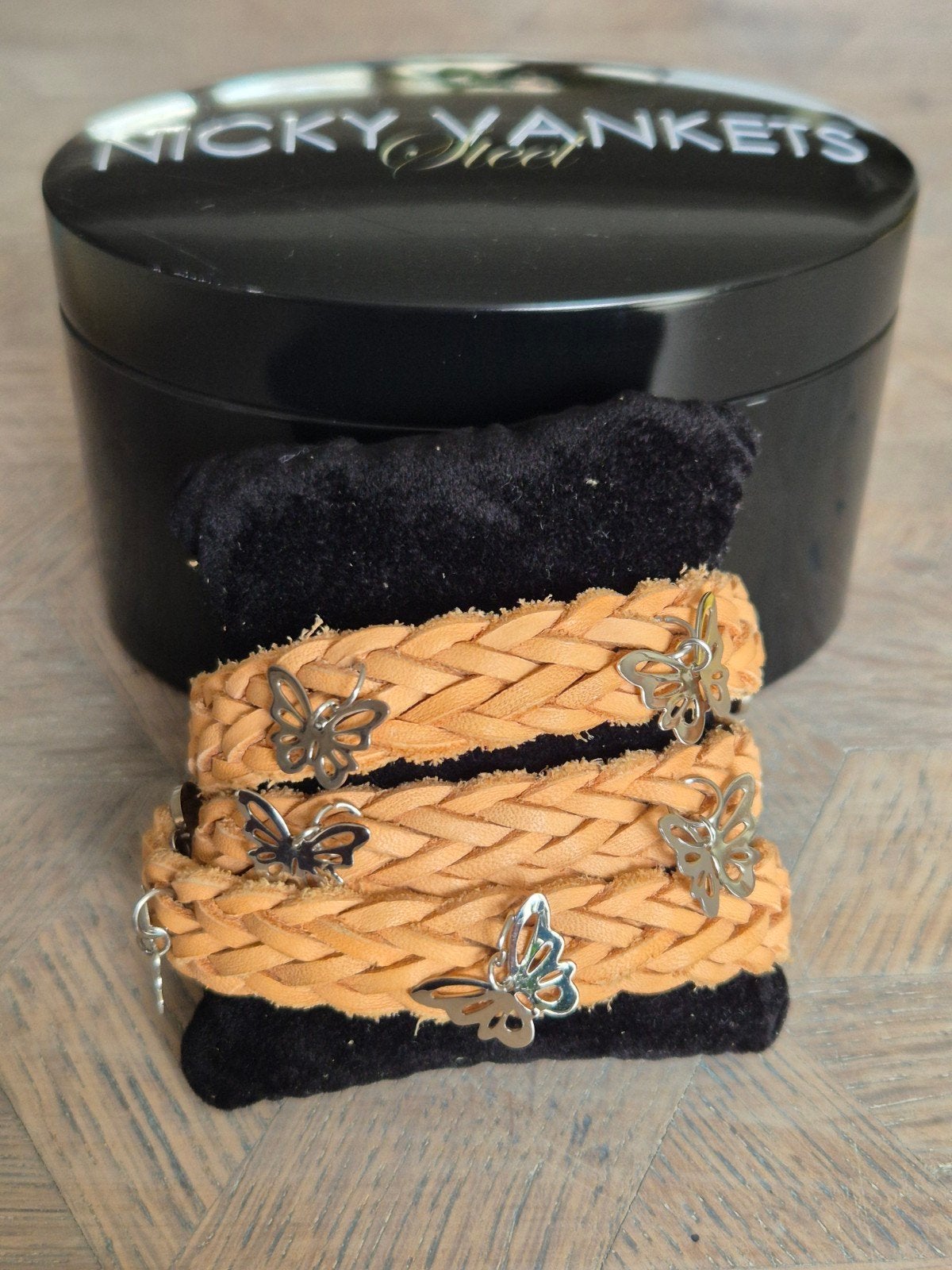 Bracelet portefeuille en cuir papillon Nicky Vankets, Enlèvement ou Envoi, Cuir