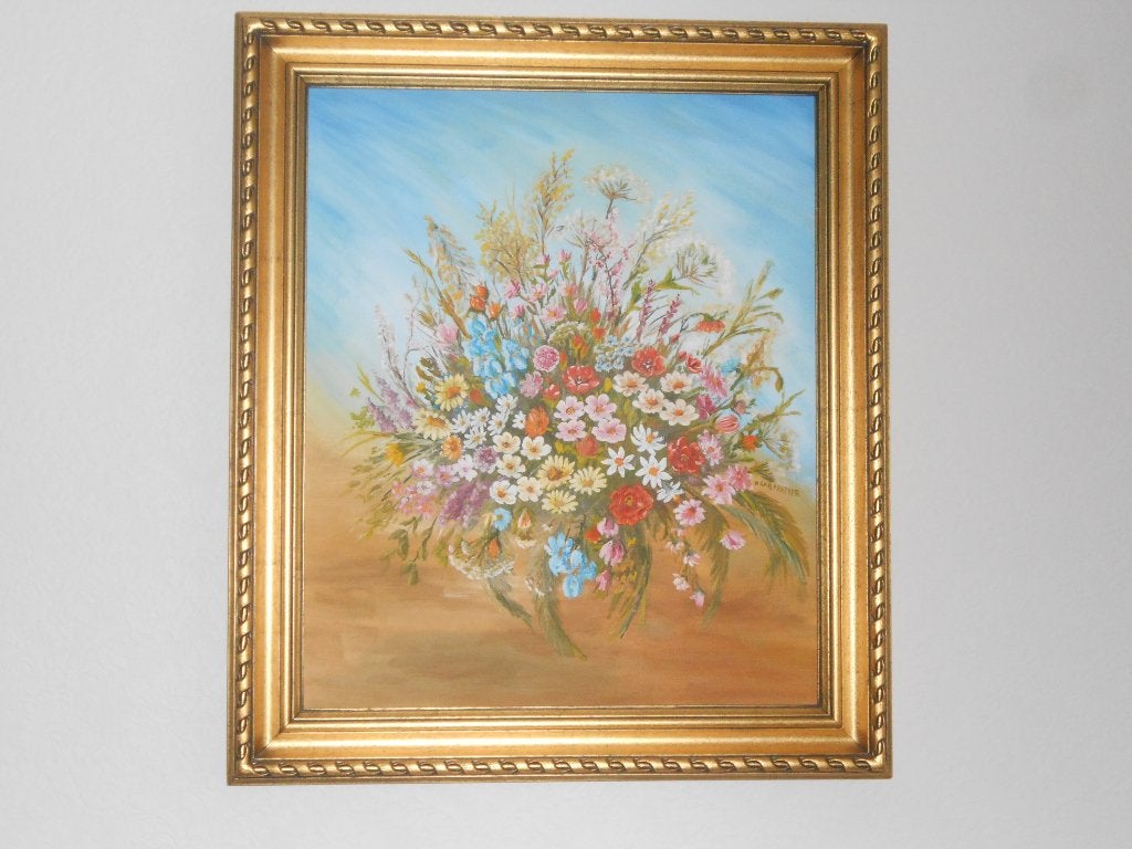 Peinture sur toile avec fleurs des champs 70x60, Antiquités & Art, Art | Peinture | Classique, Enlèvement, Classique, Fleurs
