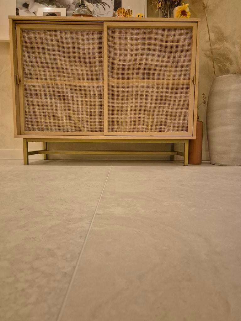 Dressoir buffetkast hout webbing goud metaal, Huis en Inrichting, Ophalen, Metaal