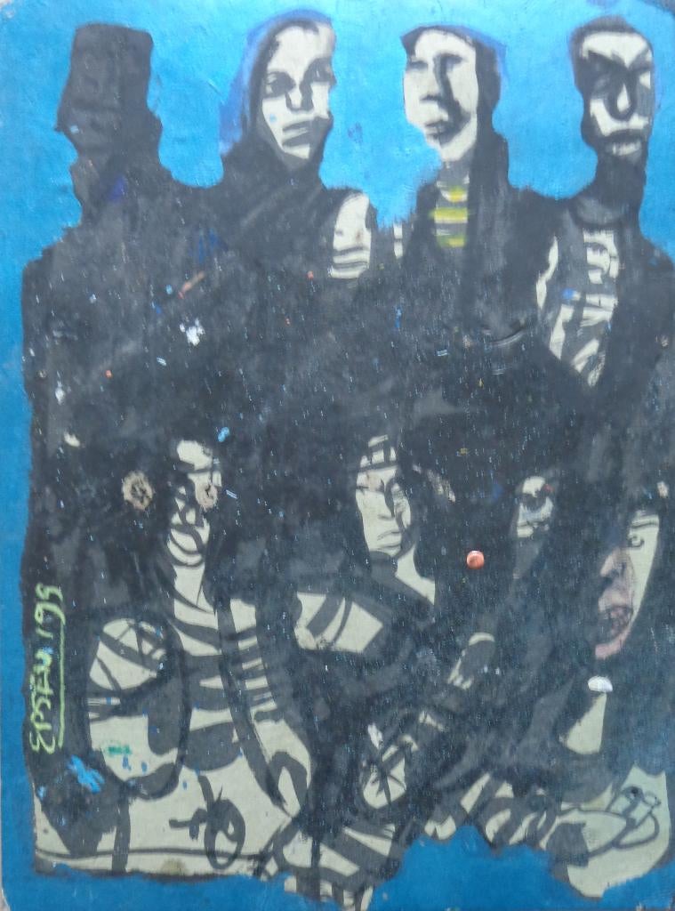 EPSEN / GROEP PERSONEN / ORIGINEEL WERK / 40x30cm / SIG, Ophalen of Verzenden