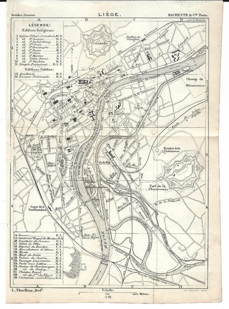 1883 - Liège / plan de la ville, Envoi