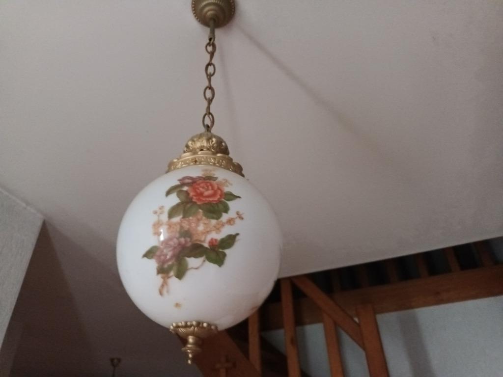 2 x hanglamp, Ophalen, Gebruikt, Glas, Retro, vintage