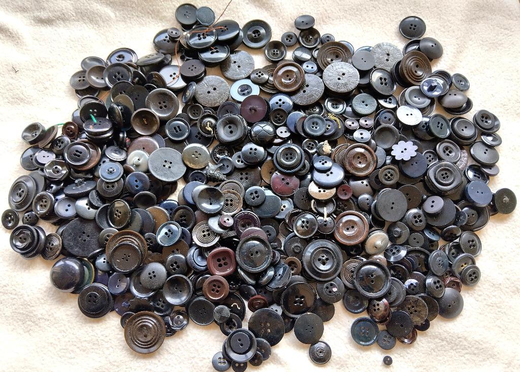 Groot lot zwarte vintage knopen, Ophalen of Verzenden