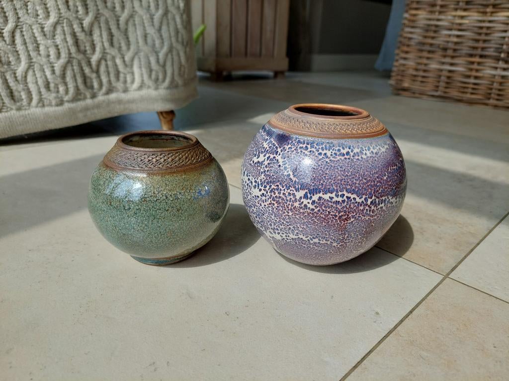 Vases sphériques vintage Roland Breton en céramique émaillée, Enlèvement ou Envoi, Comme neuf