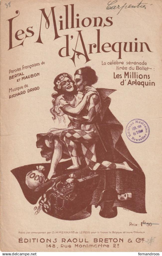 LES MILLIONS D ARLEQUIN SERENADE PARTITION MUSICALE, Ophalen of Verzenden, Gebruikt, Thema