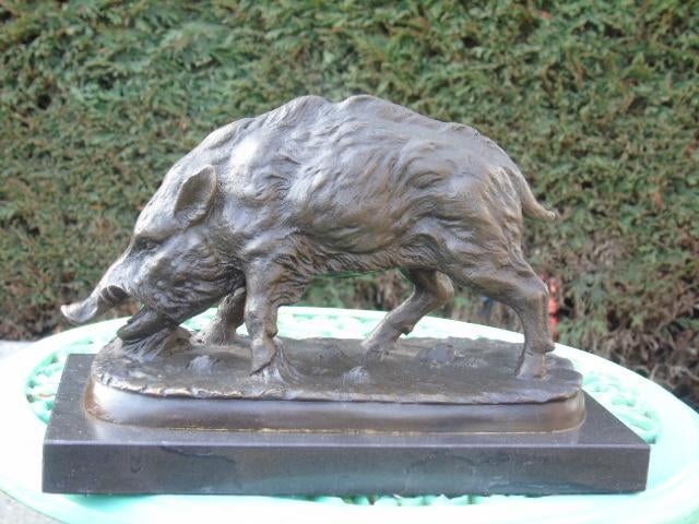 sanglier en bronze sur marbre signé , MENE ., Antiquités & Art, Antiquités | Bronze & Cuivre, Bronze, Enlèvement ou Envoi