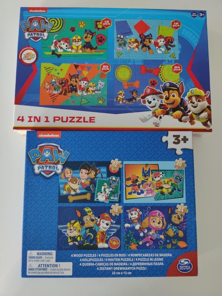 Set van twee dozen met 4 PAW Patrol-puzzels, Ophalen, Zo goed als nieuw