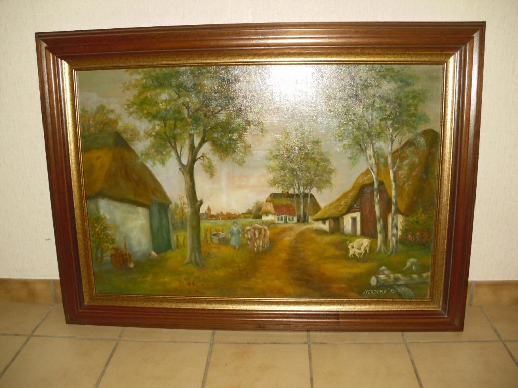 schilderij in eiken kader, Antiek en Kunst, Ophalen