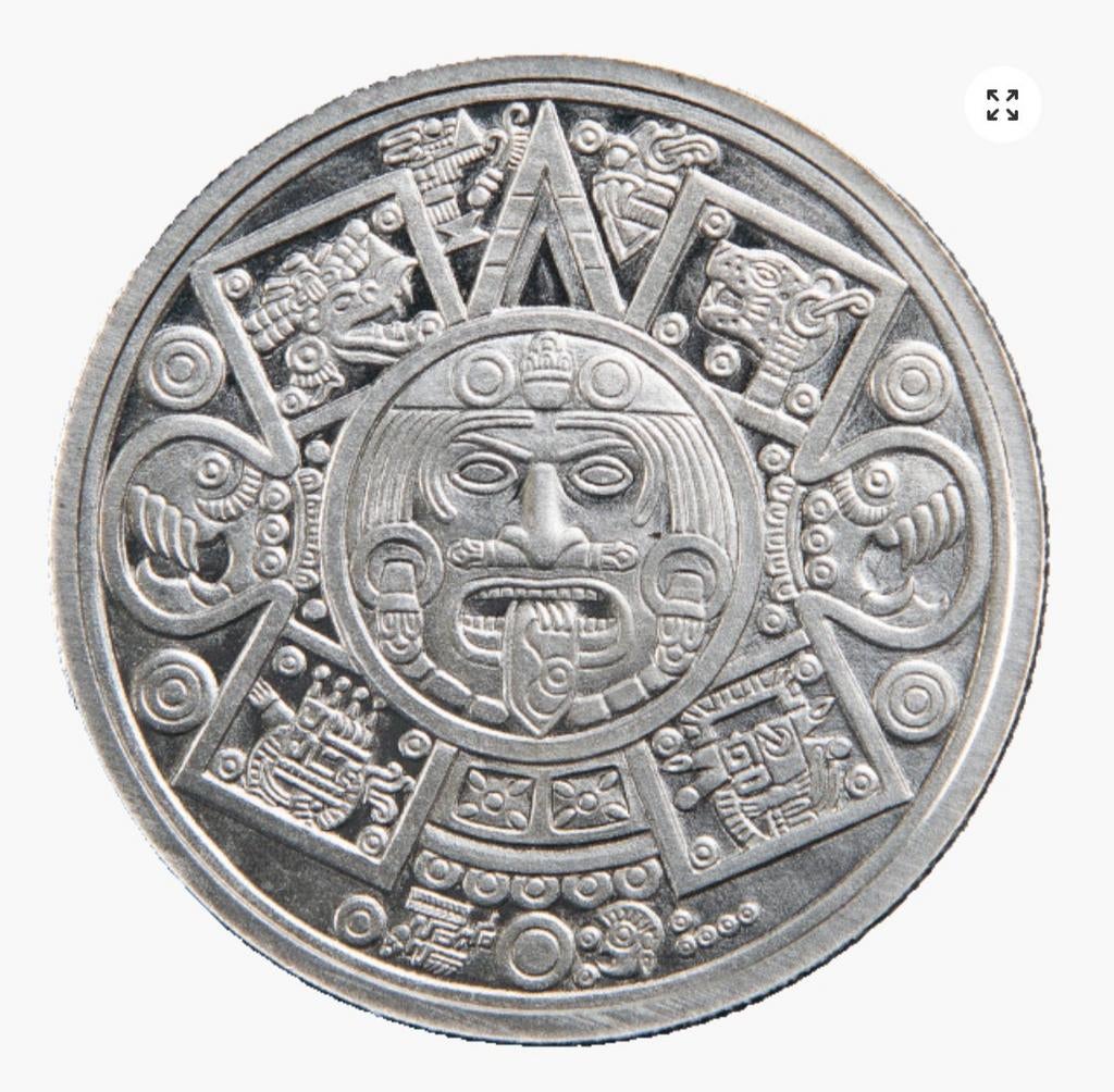 Calendrier aztèque/pierre de soleil aztèque — 1 oz en argent, Enlèvement, Cuivre