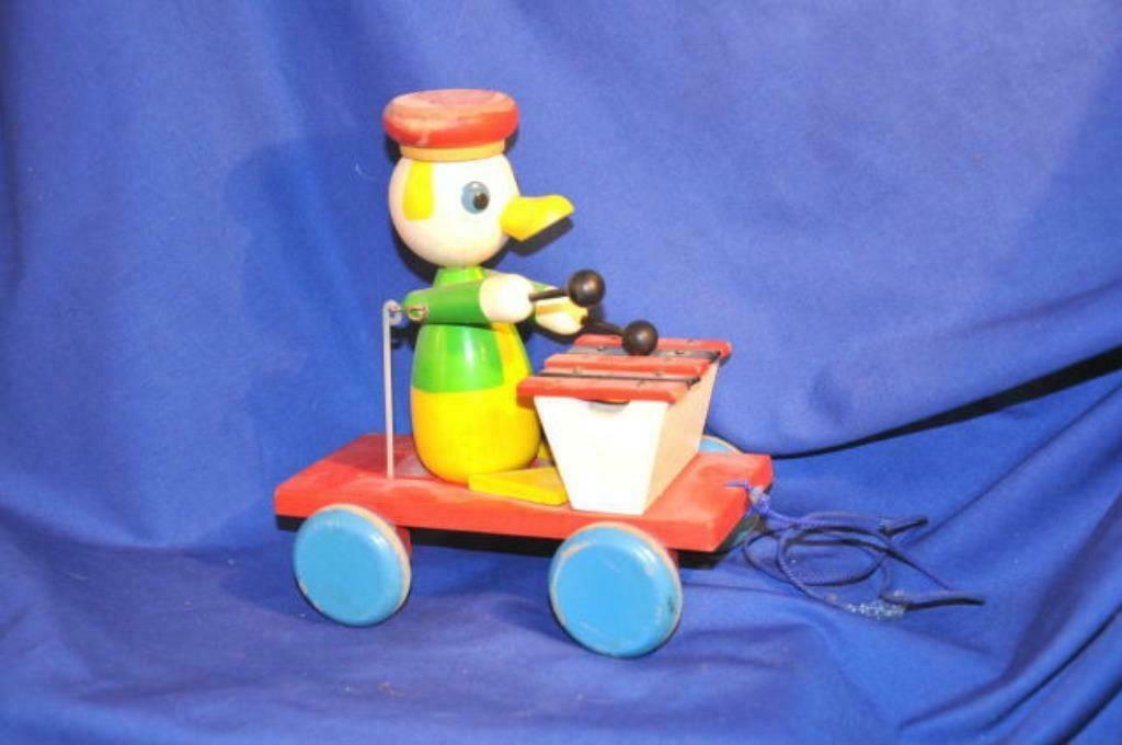 § jouet en bois ancien gros canard joue du xylophone, Enlèvement ou Envoi