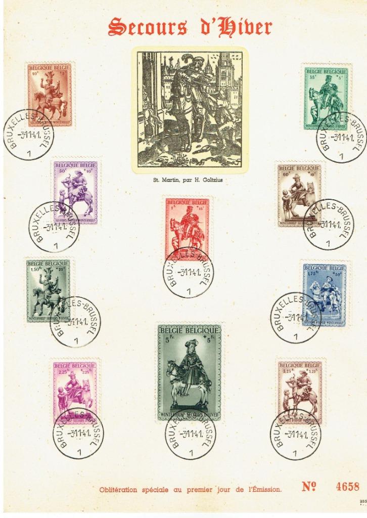 Carte d'occasion spéciale des timbres OBP 583/592 (Post-0002, Enlèvement ou Envoi, Autre, Affranchi, Autre