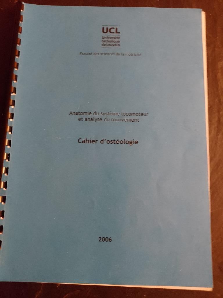 Cahier d'ostéologie, Enlèvement ou Envoi, Comme neuf, Enseignement supérieur
