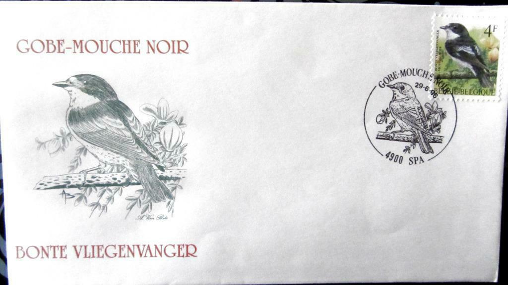 FIRST DAY COVER- VOGELS VAN BUZIN- DE BONTE VLIEGENVANGER, Ophalen of Verzenden, Gestempeld, Dier of Natuur