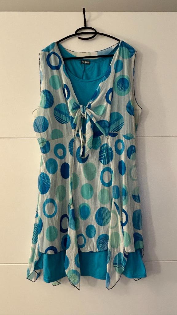 Bel & Bo kleed met blauw-witte bollenprint, Kleding | Dames, Jurken, Blauw, Ophalen of Verzenden, Zo goed als nieuw, Maat 46/48 (XL) of groter