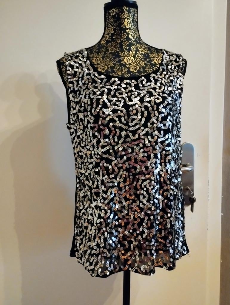 Blouse habillée BIAGGINI en noir/argent taille 2XL, Ophalen, Zo goed als nieuw, Zwart