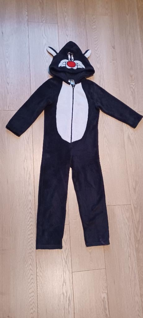 Fleece onesie kat Sylvester Looney Tunes - Maat 110/116, Ophalen of Verzenden, Gebruikt, 110 t/m 116, Jongen of Meisje