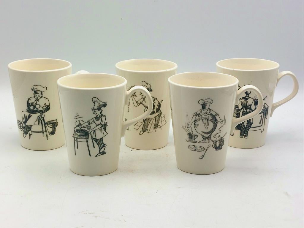 5 tasses vintage « California » — Petrus Regout/Sphinx, Enlèvement, Comme neuf