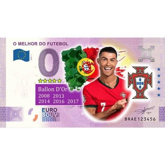 0 Euro Souvenir Biljet Cristiano Ronaldo in KLEUR, Ophalen of Verzenden