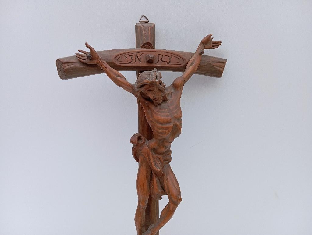 crucifix en bois CHRIST statue JESUS religieux, Enlèvement ou Envoi