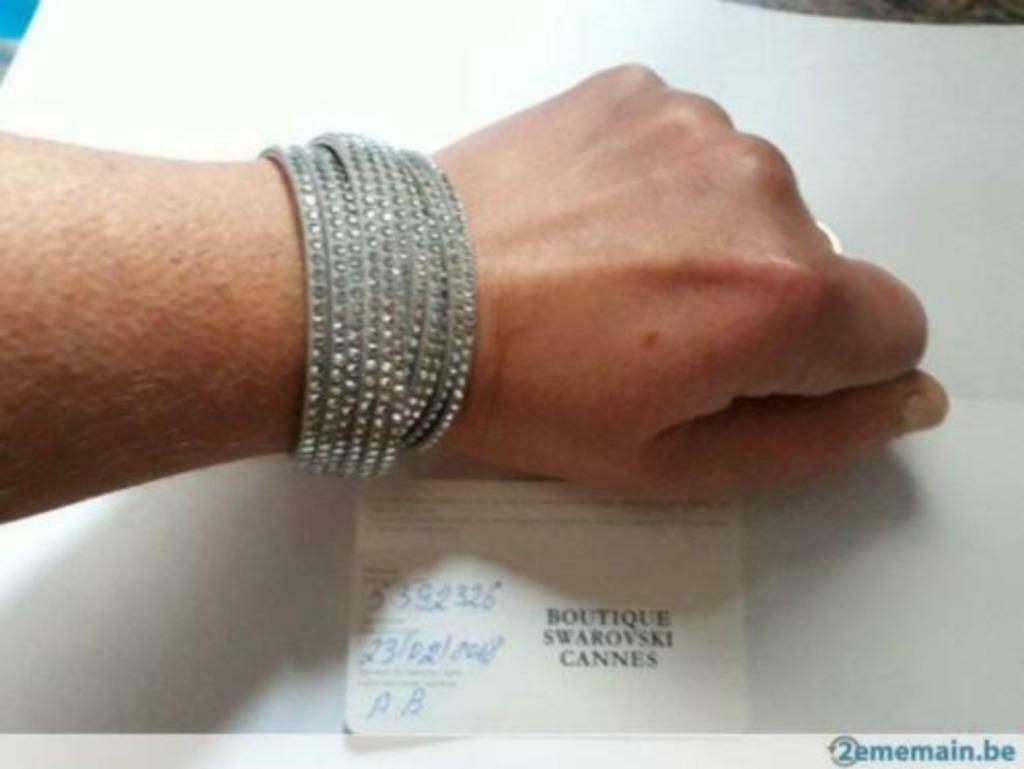 Bracelet Swarovski, Leer, Zo goed als nieuw, Zilver, Ophalen