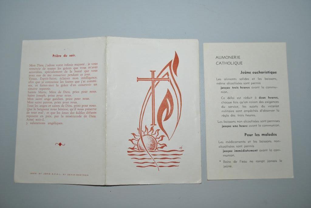 Belgique Livret prières + jeûne aumonerie catholique, Envoi