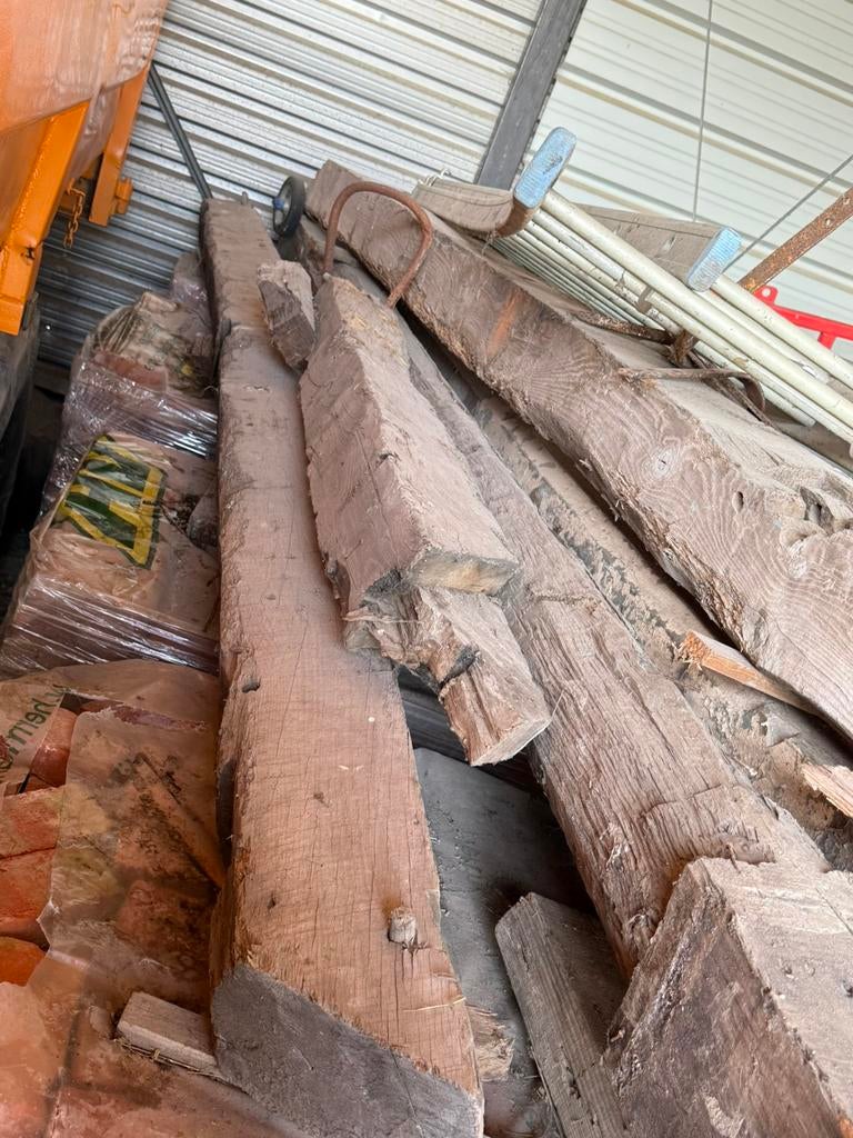 Houten eiken balken, Enlèvement, Utilisé, Poutres